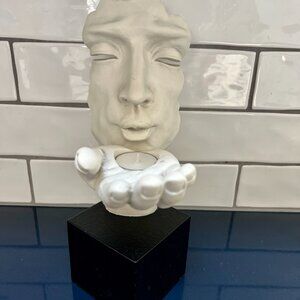 SALE!  Vintage Blowing A Kiss Hand with Face Sculpture/Bookend *